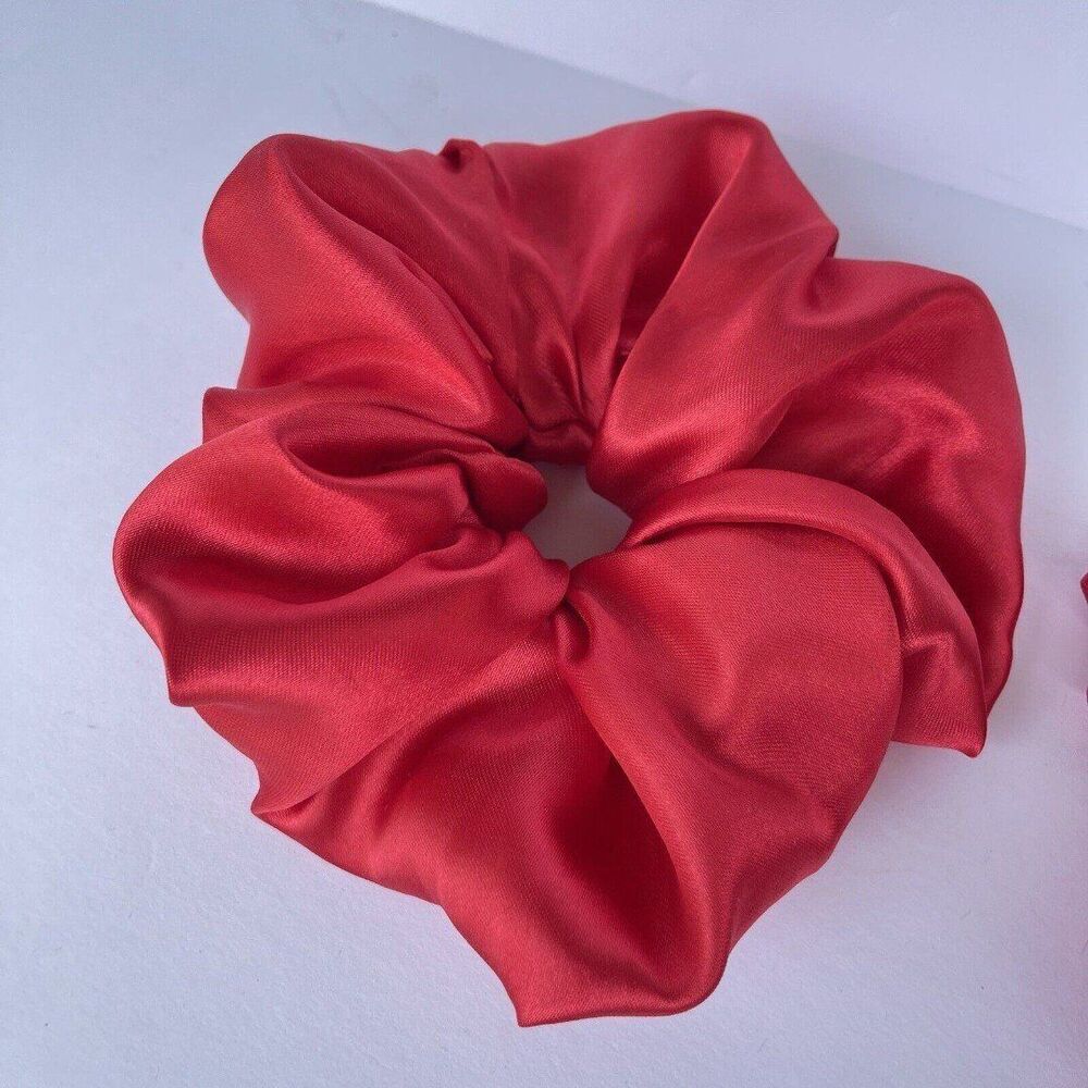2 New Satin Scrunchie Hair Tie Red - Picture 4 of 12